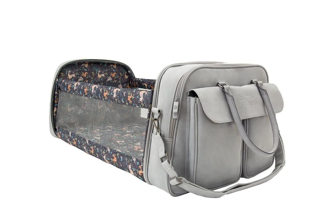 Baby Travel Crib Changing Bag - Vegan Leather Whisper Grey - POD ®