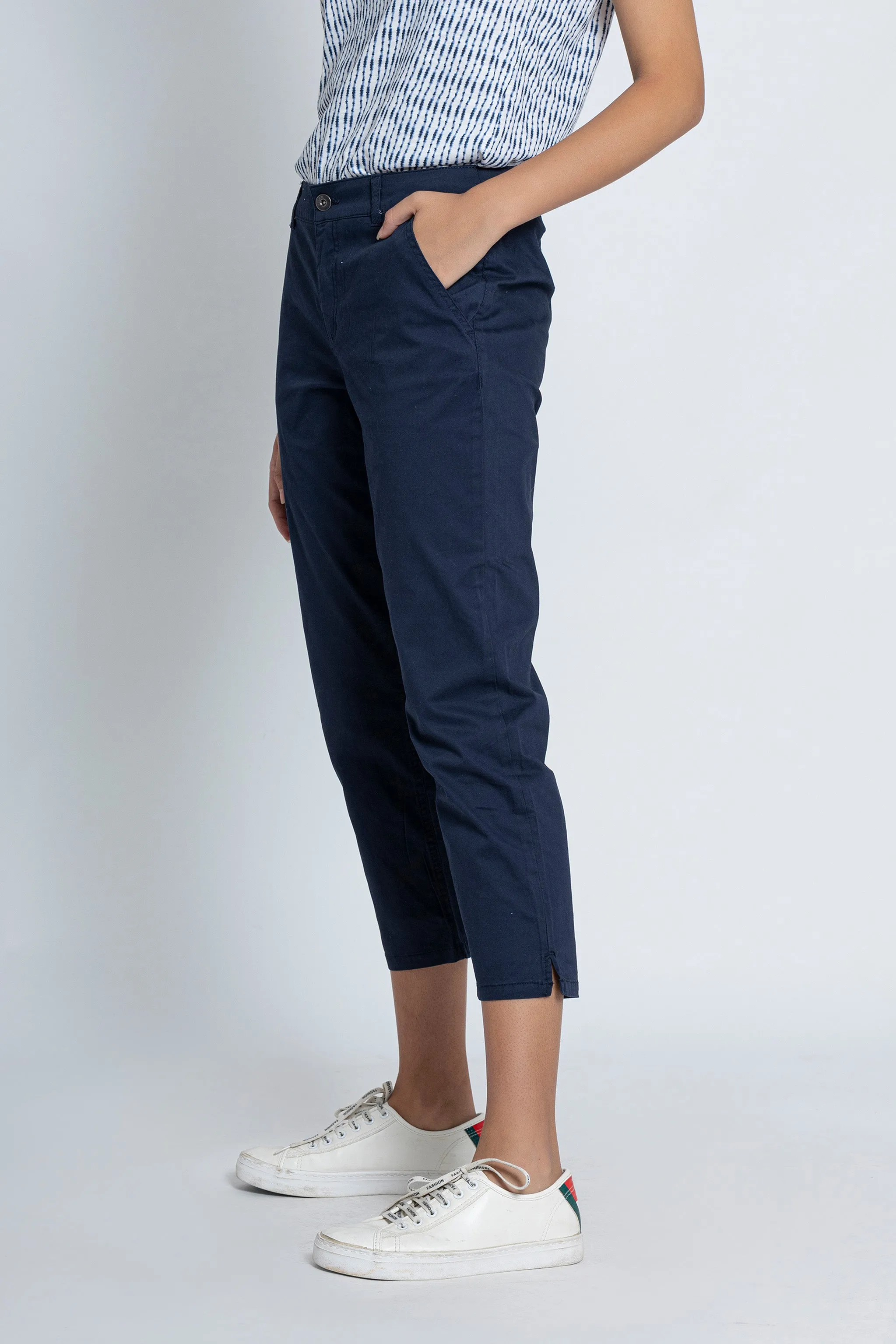 Blue Chino Capri