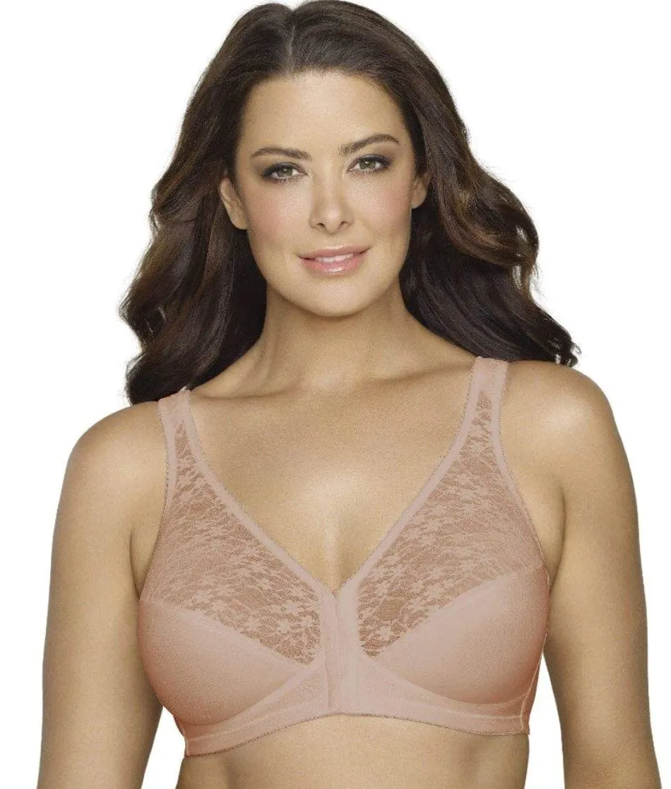Exquisite Form Fully Front Close Wire-Free Posture Bra With Lace - Walnut