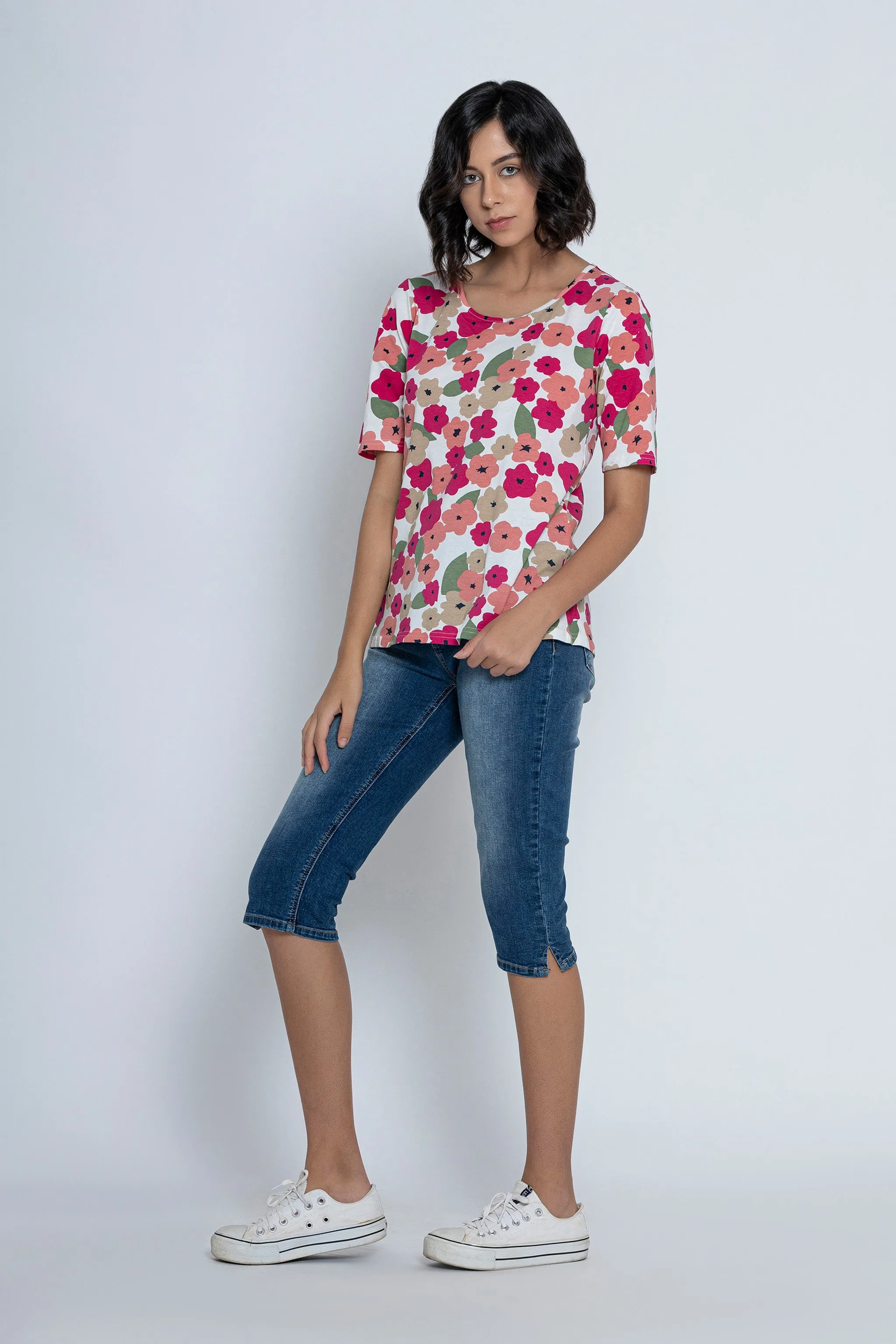 Floral Printed Short Sleeves T-Shirt