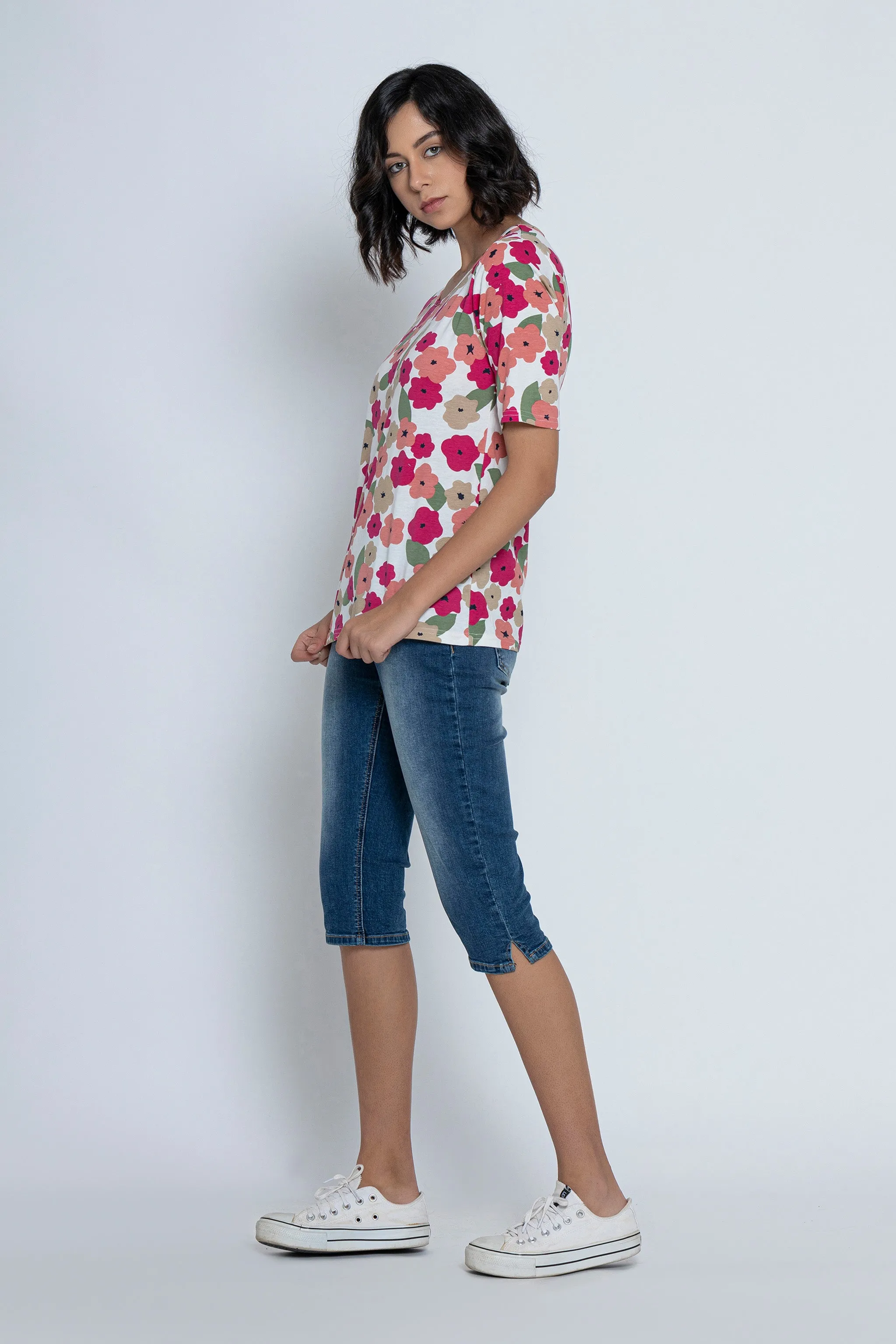 Floral Printed Short Sleeves T-Shirt