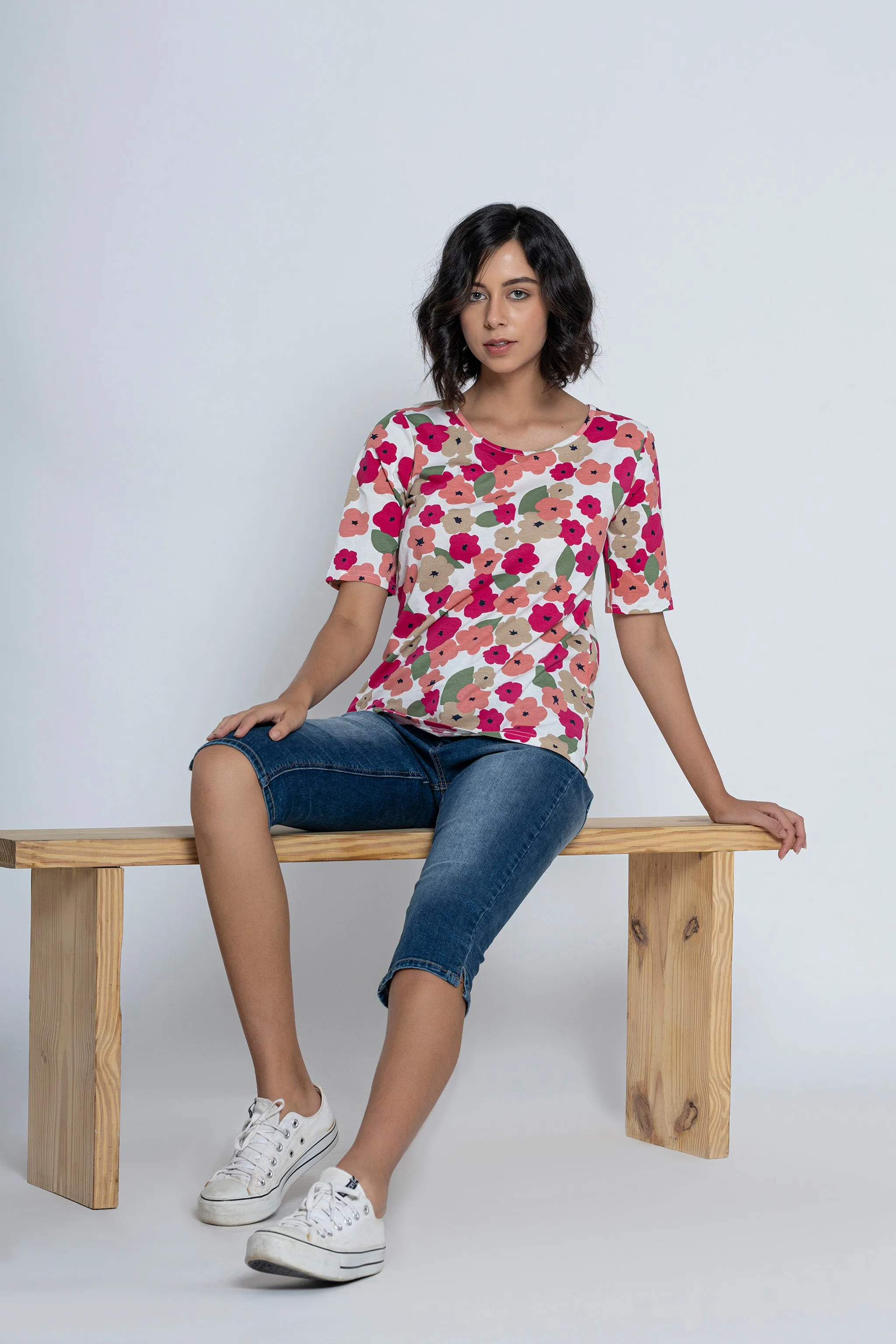 Floral Printed Short Sleeves T-Shirt