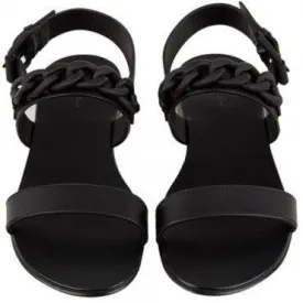 Giuseppe Zanotti Black Chain Double Strap Leather Sandal