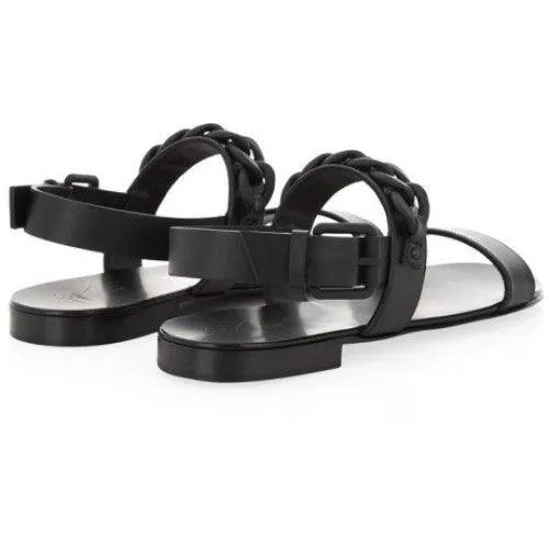 Giuseppe Zanotti Black Chain Double Strap Leather Sandal
