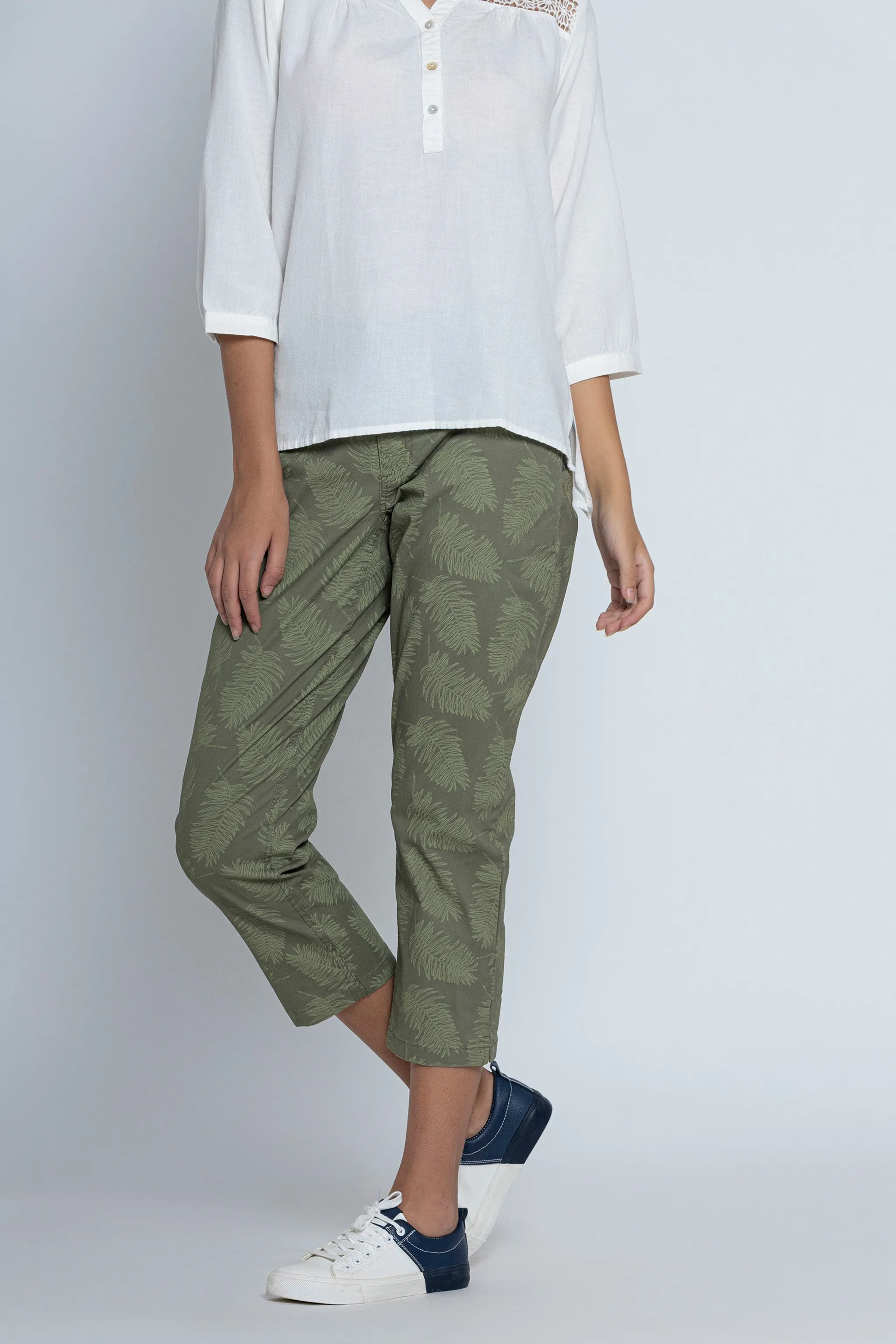 Olive Green Chino Capri