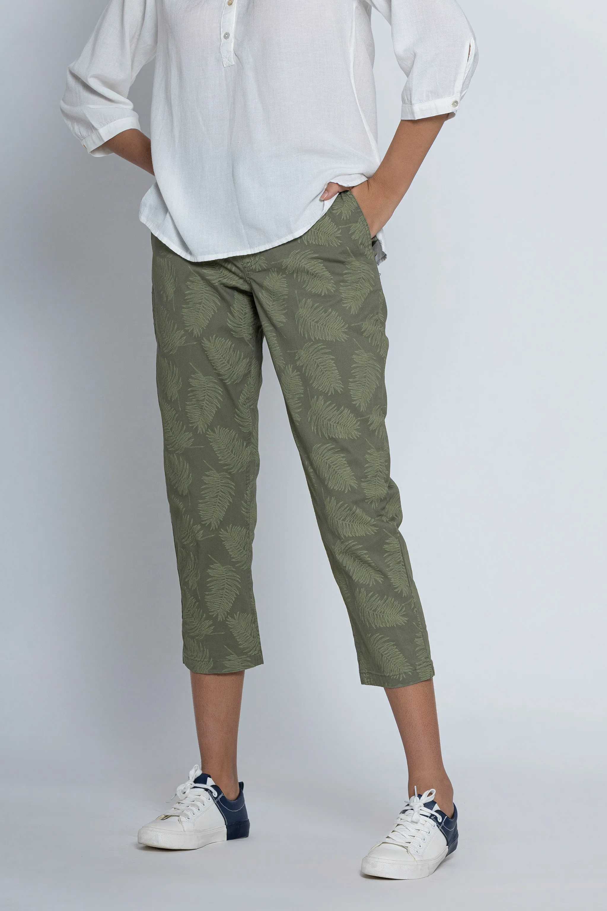 Olive Green Chino Capri
