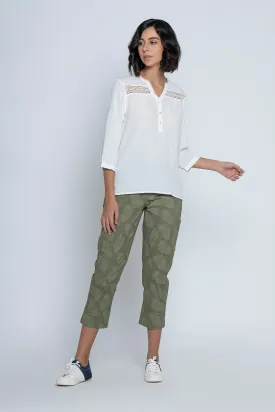 Olive Green Chino Capri