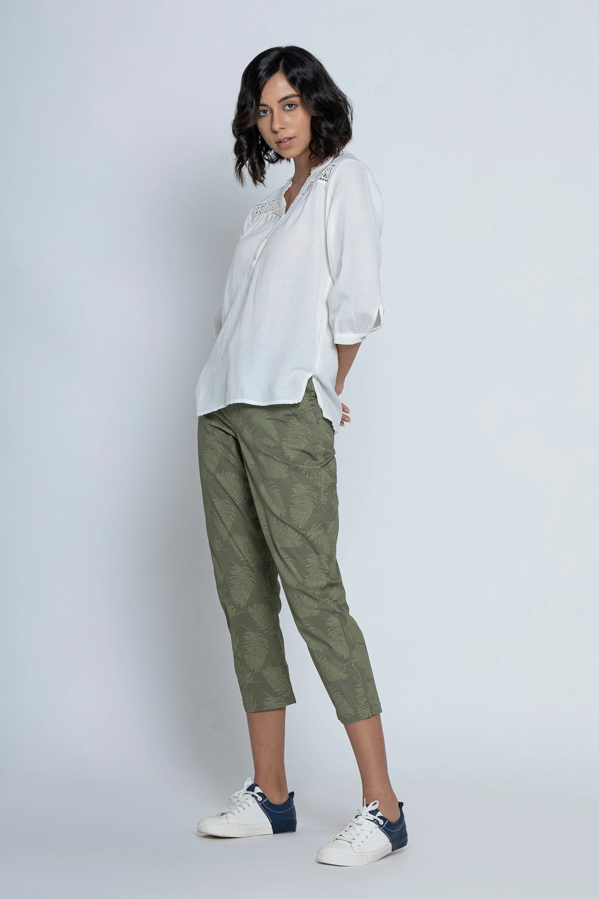 Olive Green Chino Capri