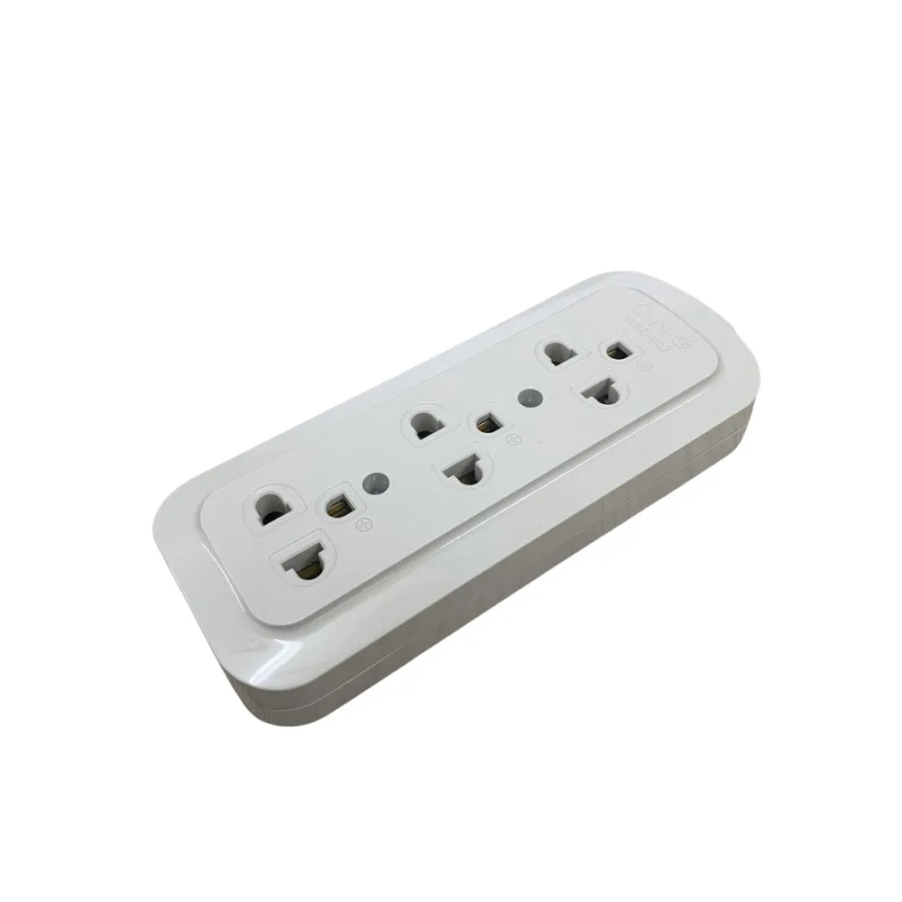 OMNI Surface Convenience Outlet Socket with Ground (2 Gang, 3 Gang) 10A 220V for Electrical Plug Adapter Appliances | WSG-002 WSG-003