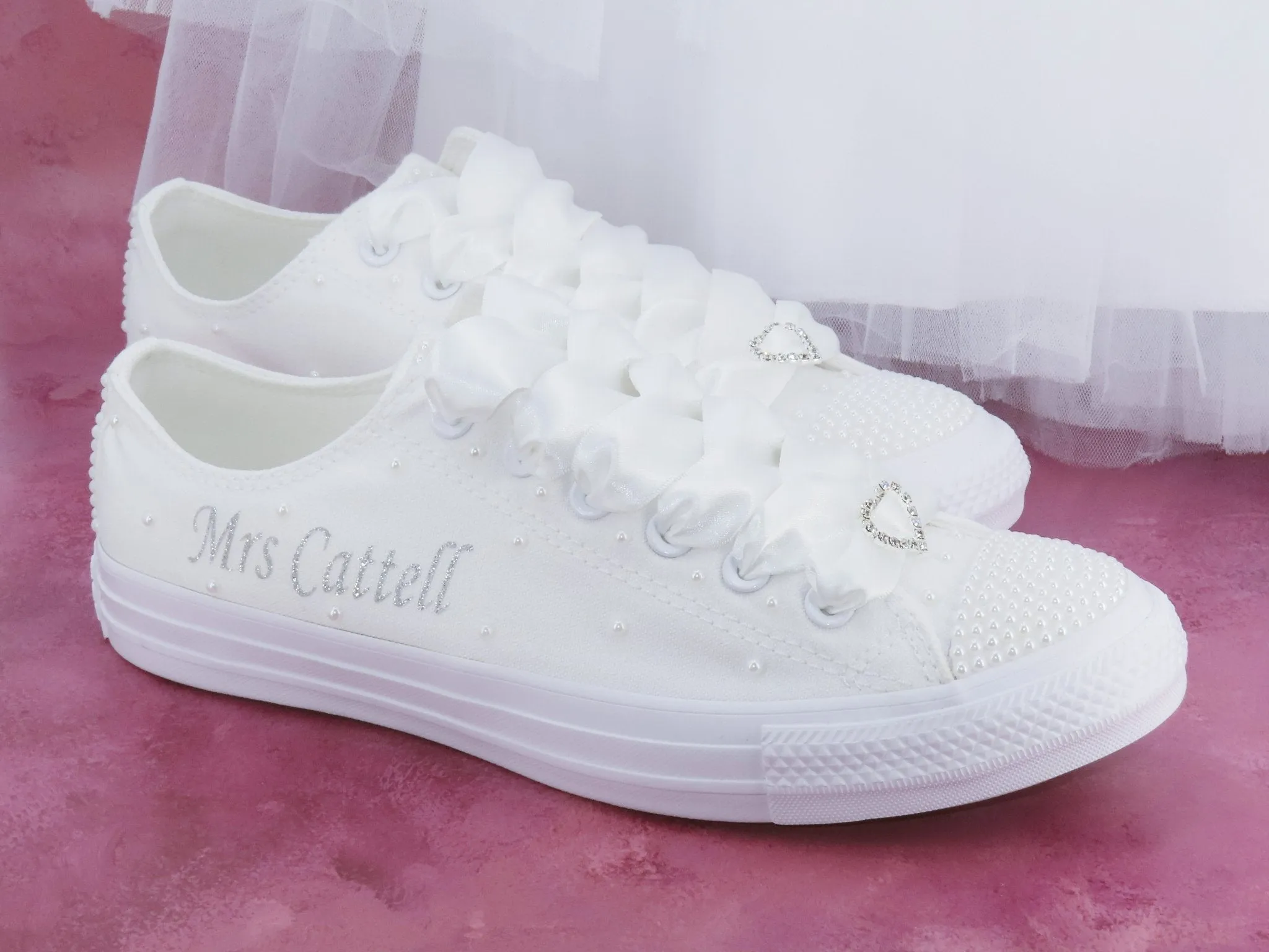 Personalised Custom Bridal Pearl Converse.