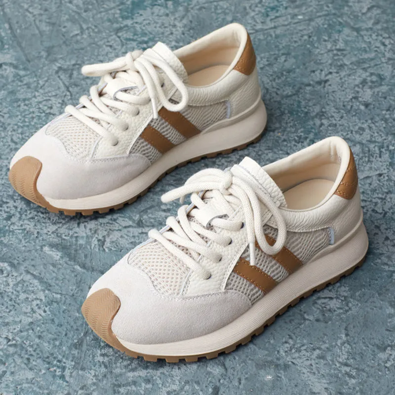 Women Fashoin Patchwork Leather Casual Training Sneakers