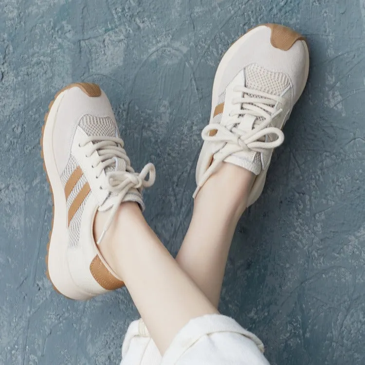 Women Fashoin Patchwork Leather Casual Training Sneakers