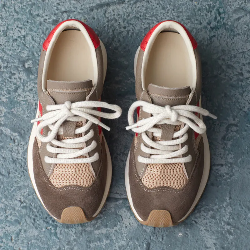 Women Fashoin Patchwork Leather Casual Training Sneakers