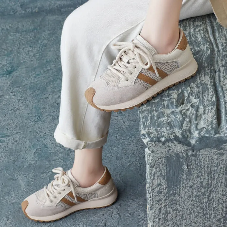 Women Fashoin Patchwork Leather Casual Training Sneakers