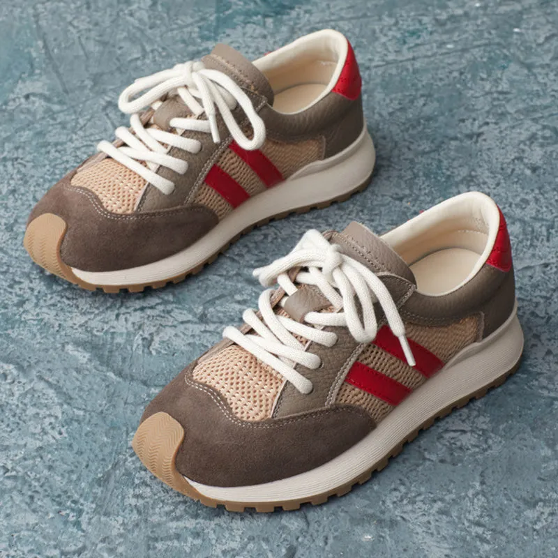 Women Fashoin Patchwork Leather Casual Training Sneakers