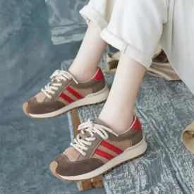 Women Fashoin Patchwork Leather Casual Training Sneakers