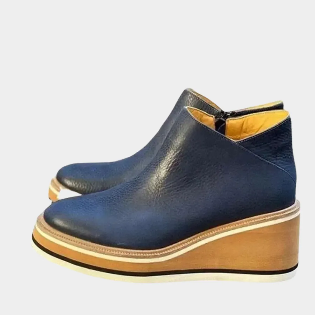 Women's Ankle Boots  Retro Round Toe  Side Zip  Platform Wedge Shoes  Comfortable Fit  Multiple Colours