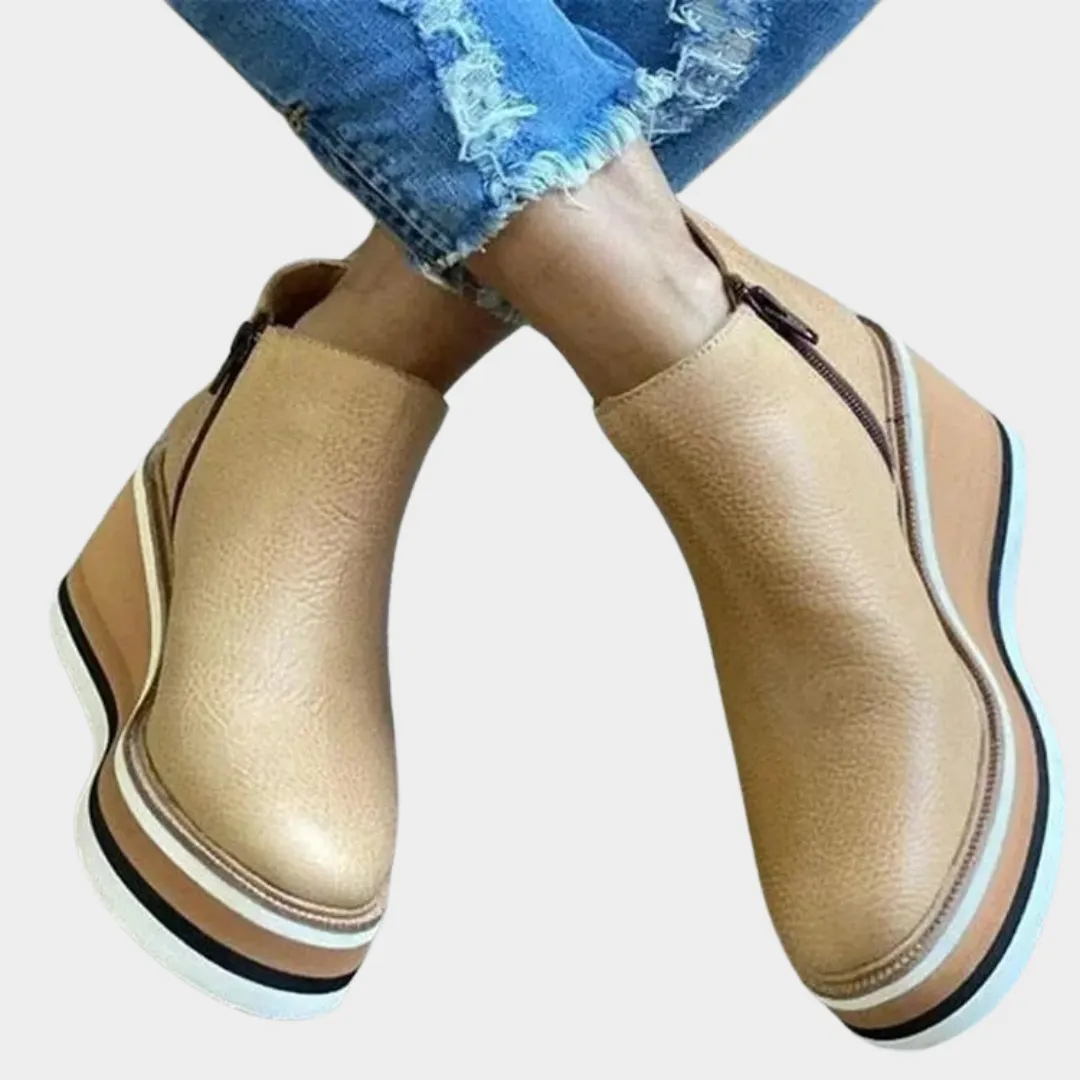 Women's Ankle Boots  Retro Round Toe  Side Zip  Platform Wedge Shoes  Comfortable Fit  Multiple Colours