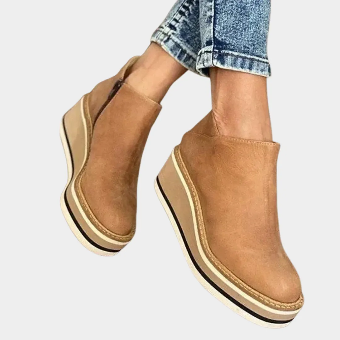 Women's Ankle Boots  Retro Round Toe  Side Zip  Platform Wedge Shoes  Comfortable Fit  Multiple Colours