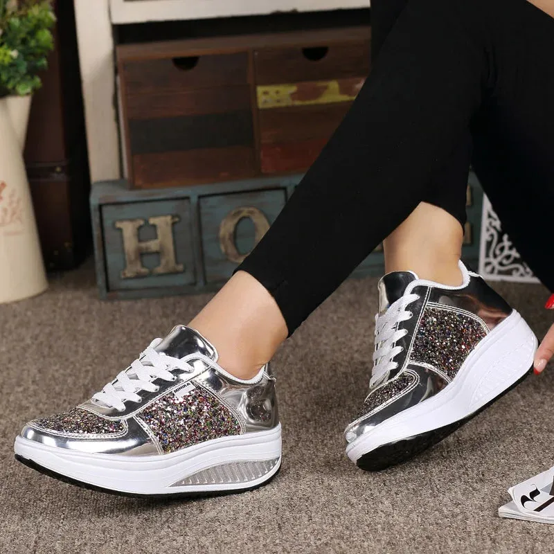 Women's Comfortable Shiny Mirror Casual Shoes